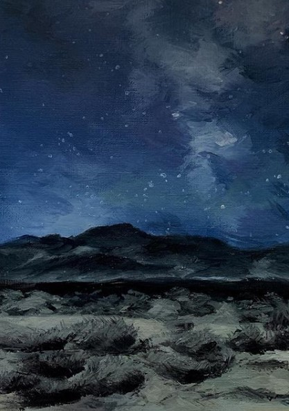 Nocturne in Yucca Valley by Mike Adams. Oil on panel via @mikeadams.fineart 