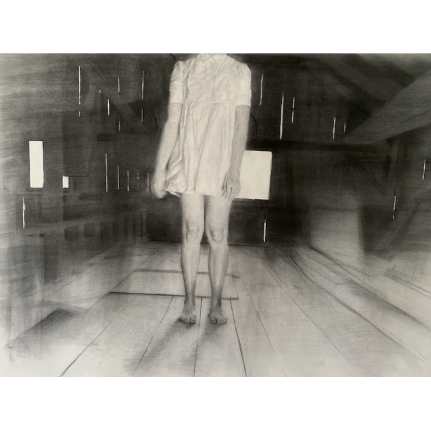 Attic:  2019, charcoal pencil, 34.5x41