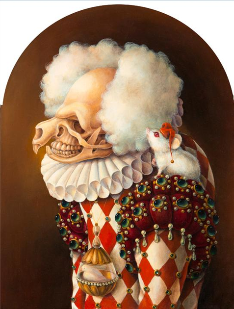 skull portrait, oil, painting