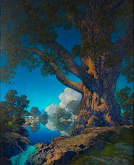 Maxfield Parrish. Janion’s Maple (Under Summer Skies).  Oil on board, 23 x 18 ½ in.