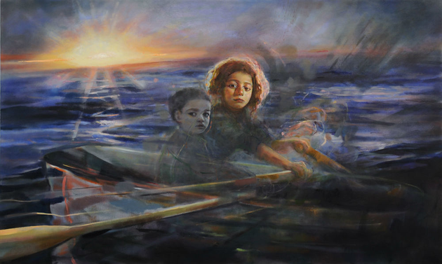 Children at Sea, oil on canvas, 36