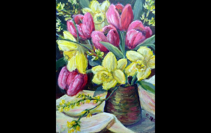 Spring vase of flowers